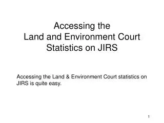 Accessing the Land and Environment Court Statistics on JIRS