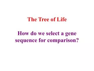 The Tree of Life How do we select a gene sequence for comparison?