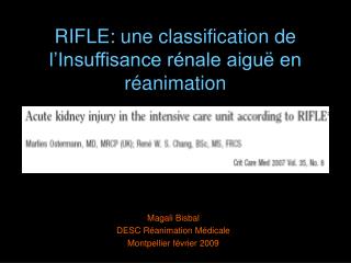 rifle une classification de l insuffisance r nale aigu en r animation