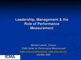 Leadership, Management &amp; the Role of Performance Measurement