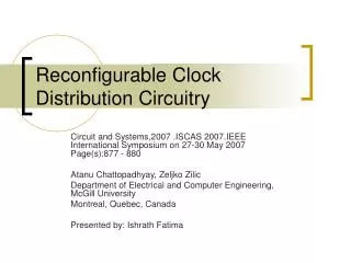 Reconfigurable Clock Distribution Circuitry
