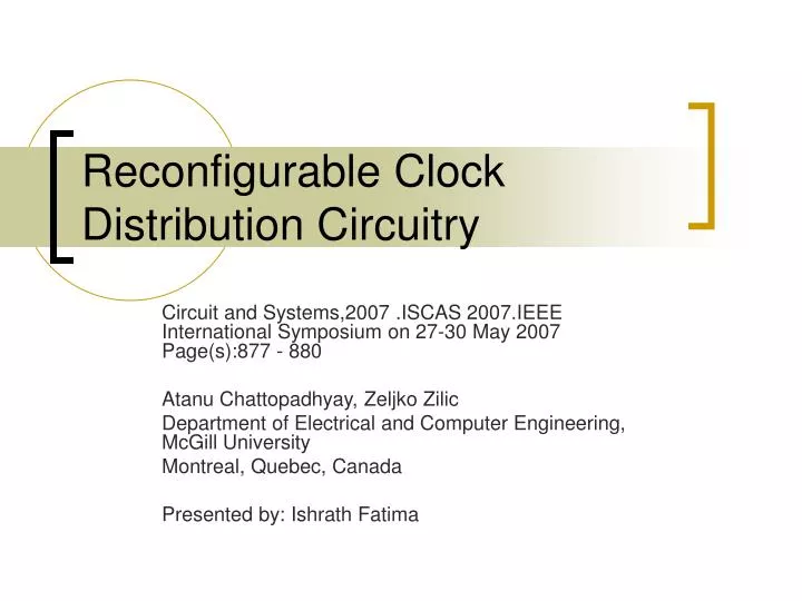 reconfigurable clock distribution circuitry