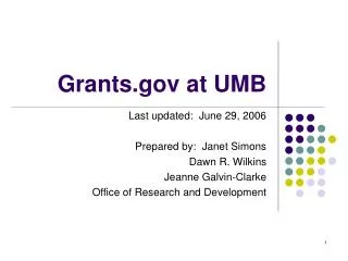 Grants.gov at UMB