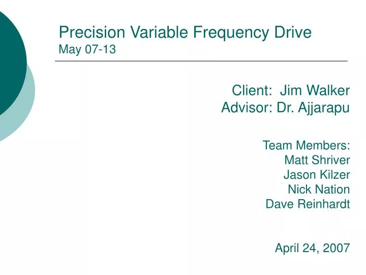 precision variable frequency drive may 07 13