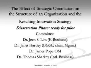 The Effect of Strategic Orientation on the Structure of an Organization and the Resulting Innovation Strategy