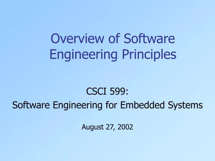 overview of software engineering principles