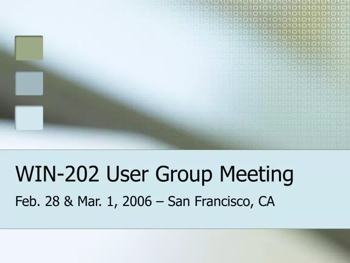 win 202 user group meeting