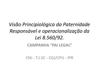 Visão Principiológica da Paternidade Responsável e operacionalização da Lei 8.560/92.