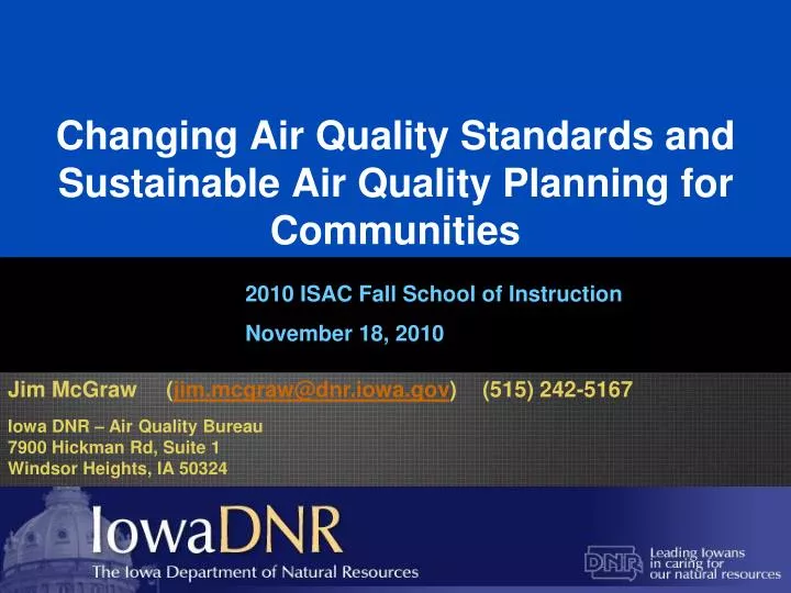 changing air quality standards and sustainable air quality planning for communities