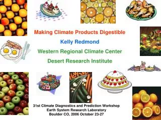 Making Climate Products Digestible Kelly Redmond Western Regional Climate Center Desert Research Institute