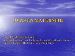 soins en maternite
