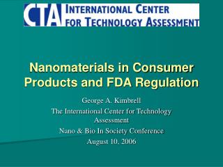 Nanomaterials in Consumer Products and FDA Regulation