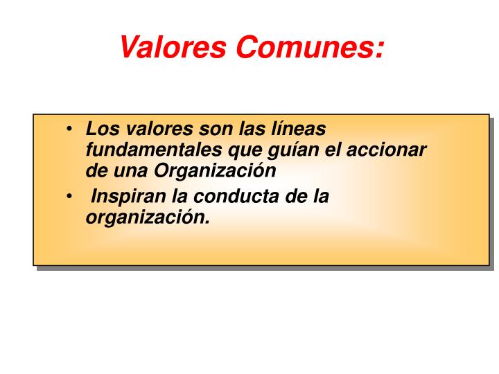 valores comunes