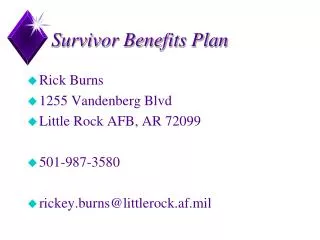 Survivor Benefits Plan