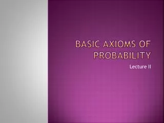 Basic Axioms of Probability