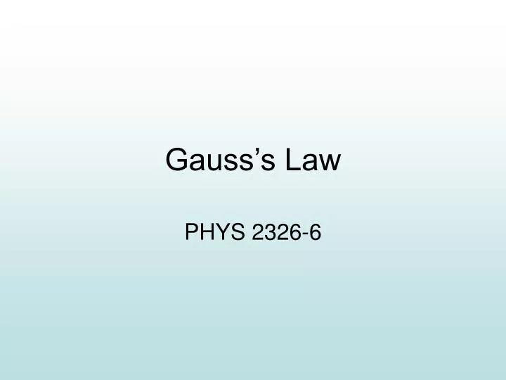 gauss s law