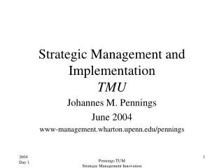 Strategic Management and Implementation TMU