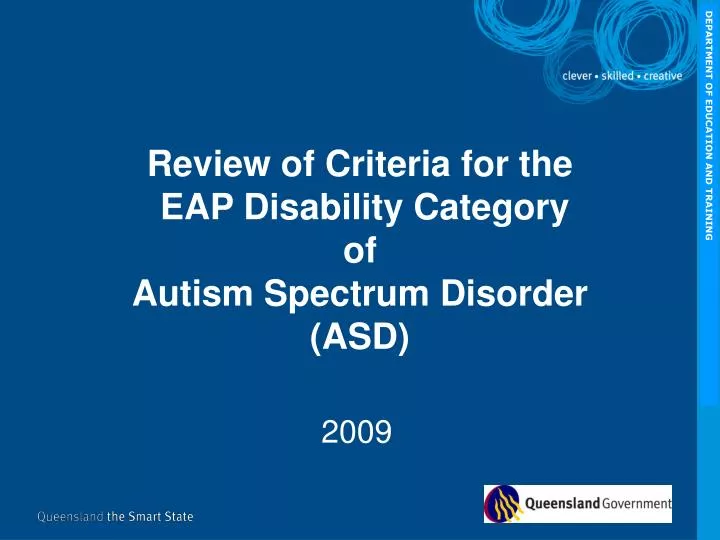 review of criteria for the eap disability category of autism spectrum disorder asd
