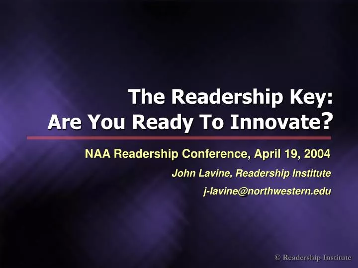the readership key are you ready to innovate