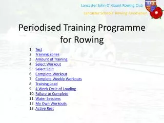 Periodised Training Programme for Rowing