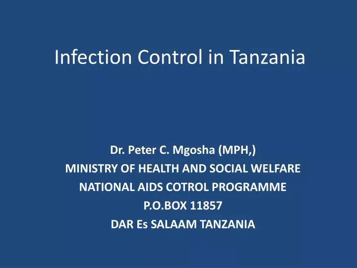infection control in tanzania