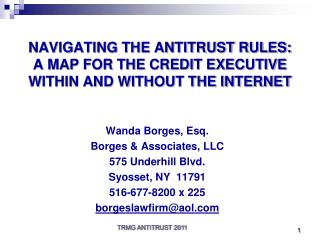 NAVIGATING THE ANTITRUST RULES: A MAP FOR THE CREDIT EXECUTIVE WITHIN AND WITHOUT THE INTERNET