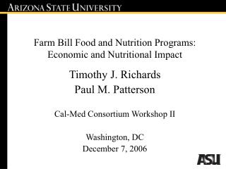 Farm Bill Food and Nutrition Programs: Economic and Nutritional Impact