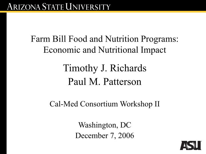 farm bill food and nutrition programs economic and nutritional impact