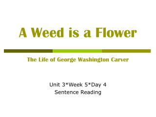 A Weed is a Flower The Life of George Washington Carver