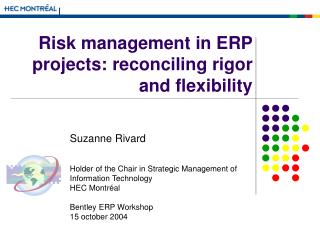 Risk management in ERP projects: reconciling rigor and flexibility