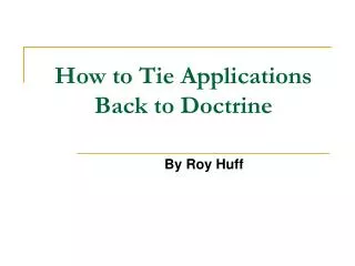 How to Tie Applications Back to Doctrine