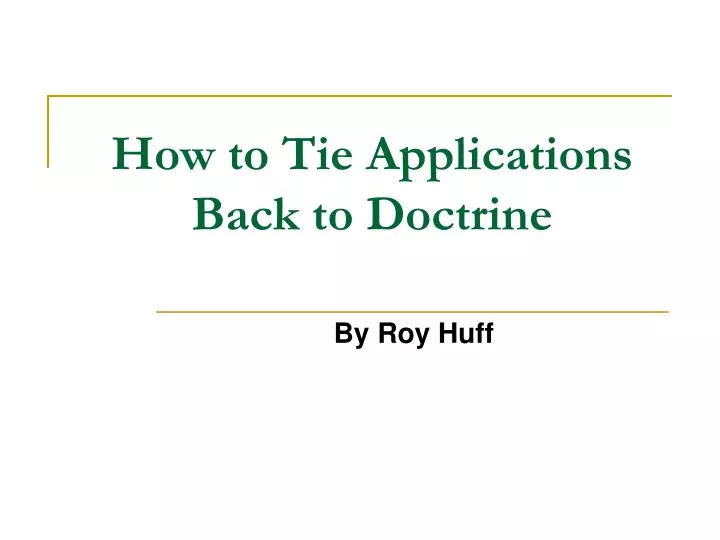 how to tie applications back to doctrine