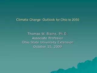 Climate Change: Outlook for Ohio to 2050