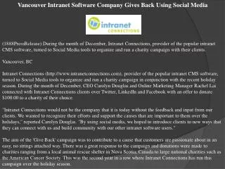 Vancouver Intranet Software Company Gives Back Using Social