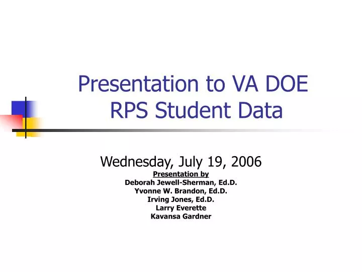 presentation to va doe rps student data