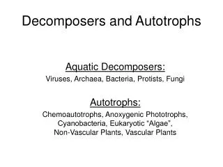 Decomposers and Autotrophs