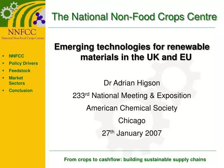 the national non food crops centre