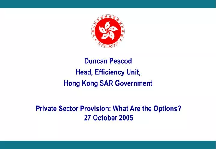 duncan pescod head efficiency unit hong kong sar government