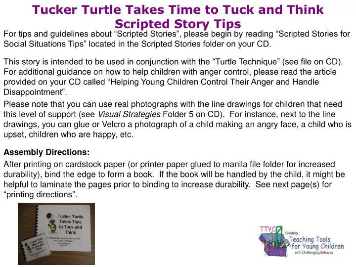tucker turtle takes time to tuck and think scripted story tips