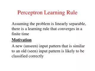 Perceptron Learning Rule