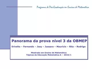 Panorama da prova nível 3 da OBMEP