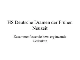 HS Deutsche Dramen der Frühen Neuzeit