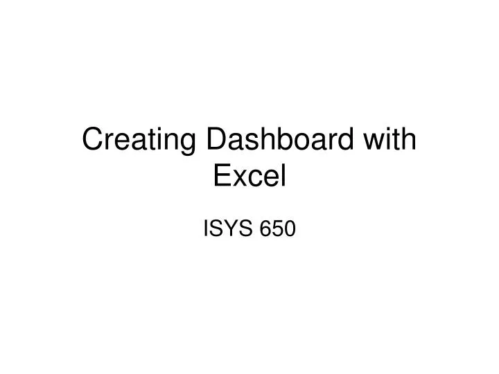 creating dashboard with excel