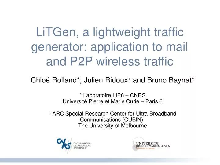 litgen a lightweight traffic generator application to mail and p2p wireless traffic