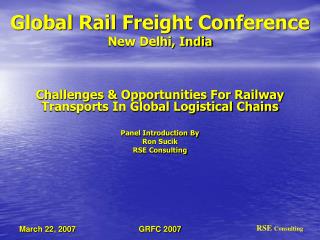 Global Rail Freight Conference New Delhi, India