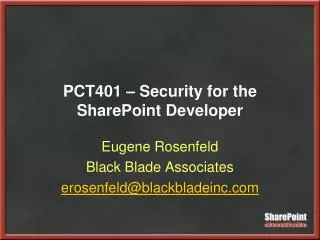 PCT401 – Security for the SharePoint Developer