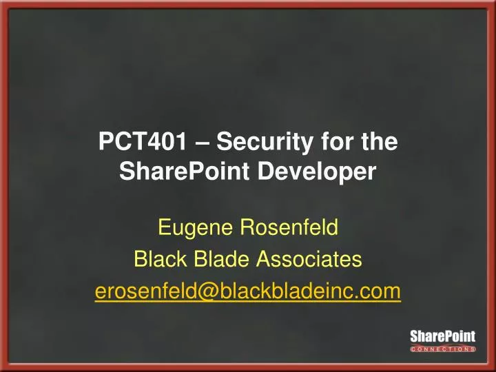 pct401 security for the sharepoint developer