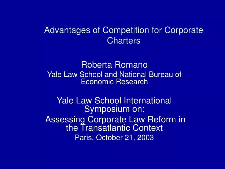 advantages of competition for corporate charters