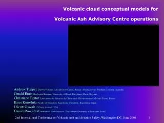 Volcanic cloud conceptual models for Volcanic Ash Advisory Centre operations