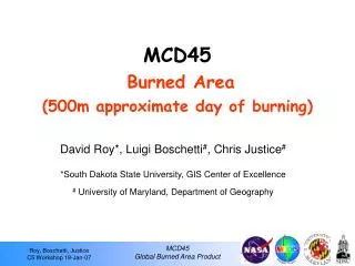 MCD45 Burned Area (500m approximate day of burning)